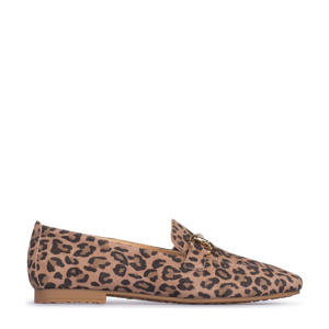 Odette suède loafers met panterprint bruin/zwart
