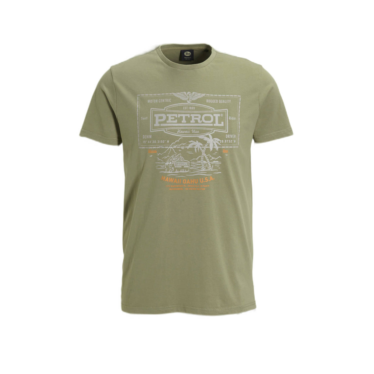 Petrol Industries T-shirt met printopdruk sage green