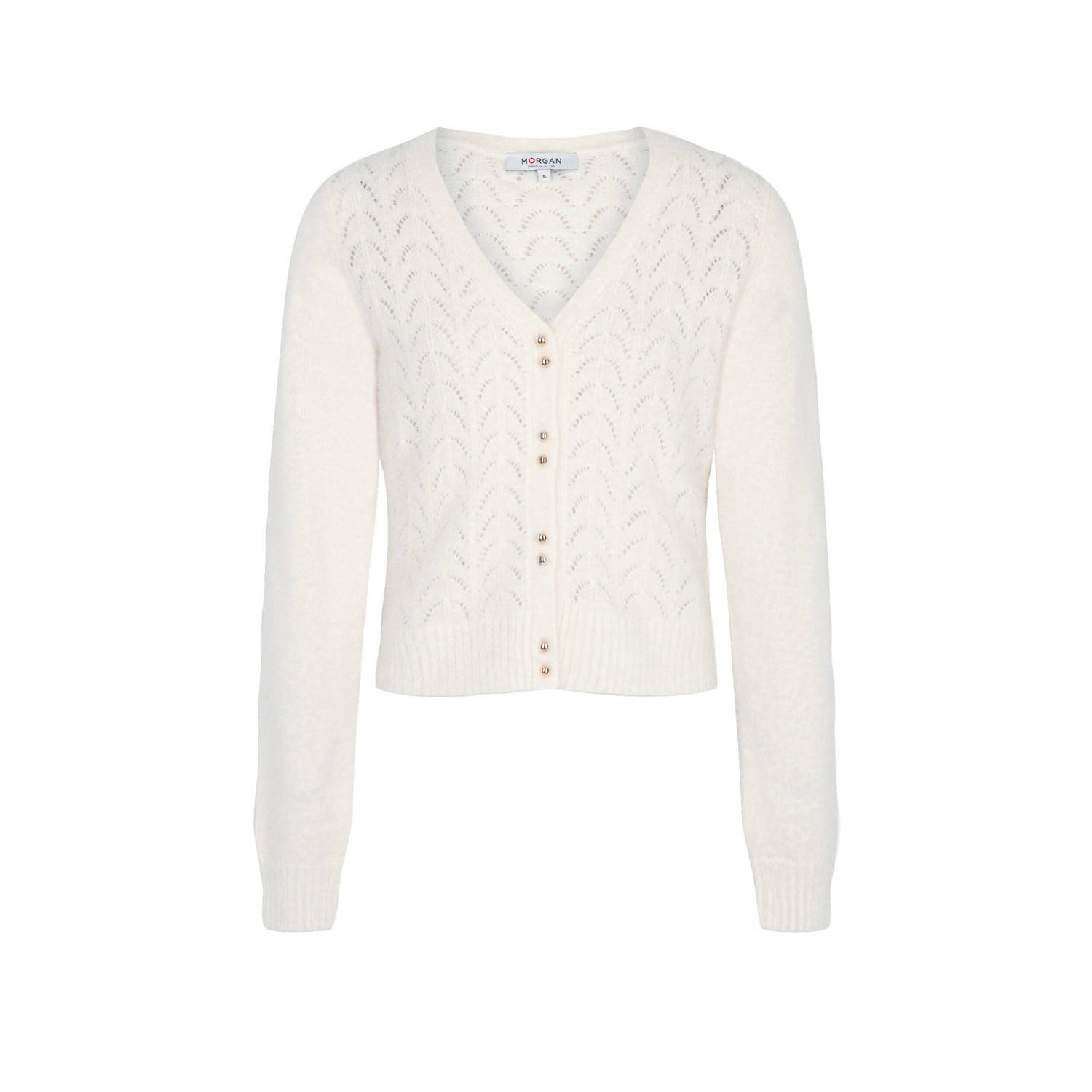 Morgan vest met ingebreid patroon ecru