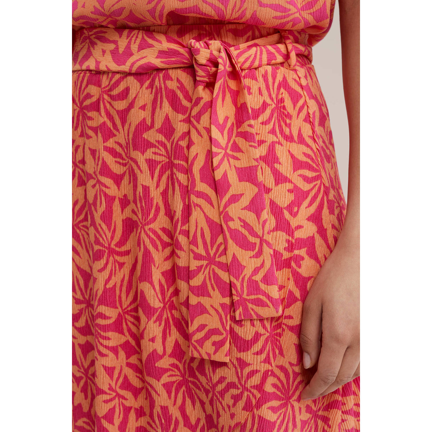 WE Fashion skort met all over print oranje roze