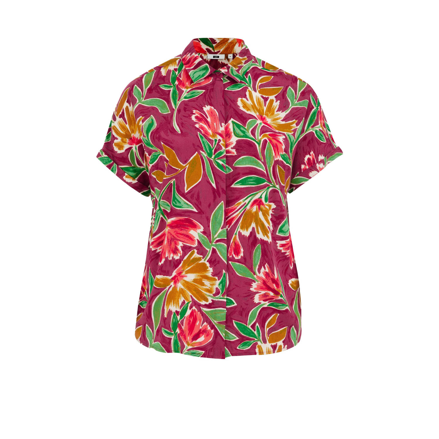 WE Fashion Curve blouse met all over print paars groen oker