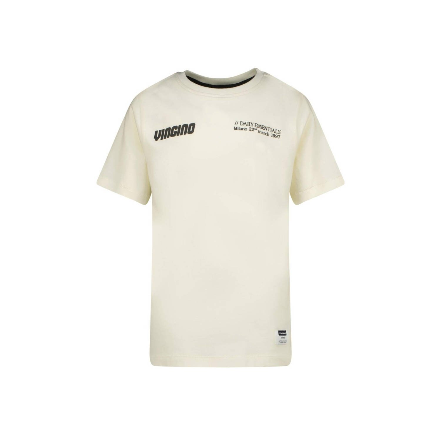 VINGINO T-shirt Hezor met printopdruk wit Jongens Stretchkatoen Ronde hals 128