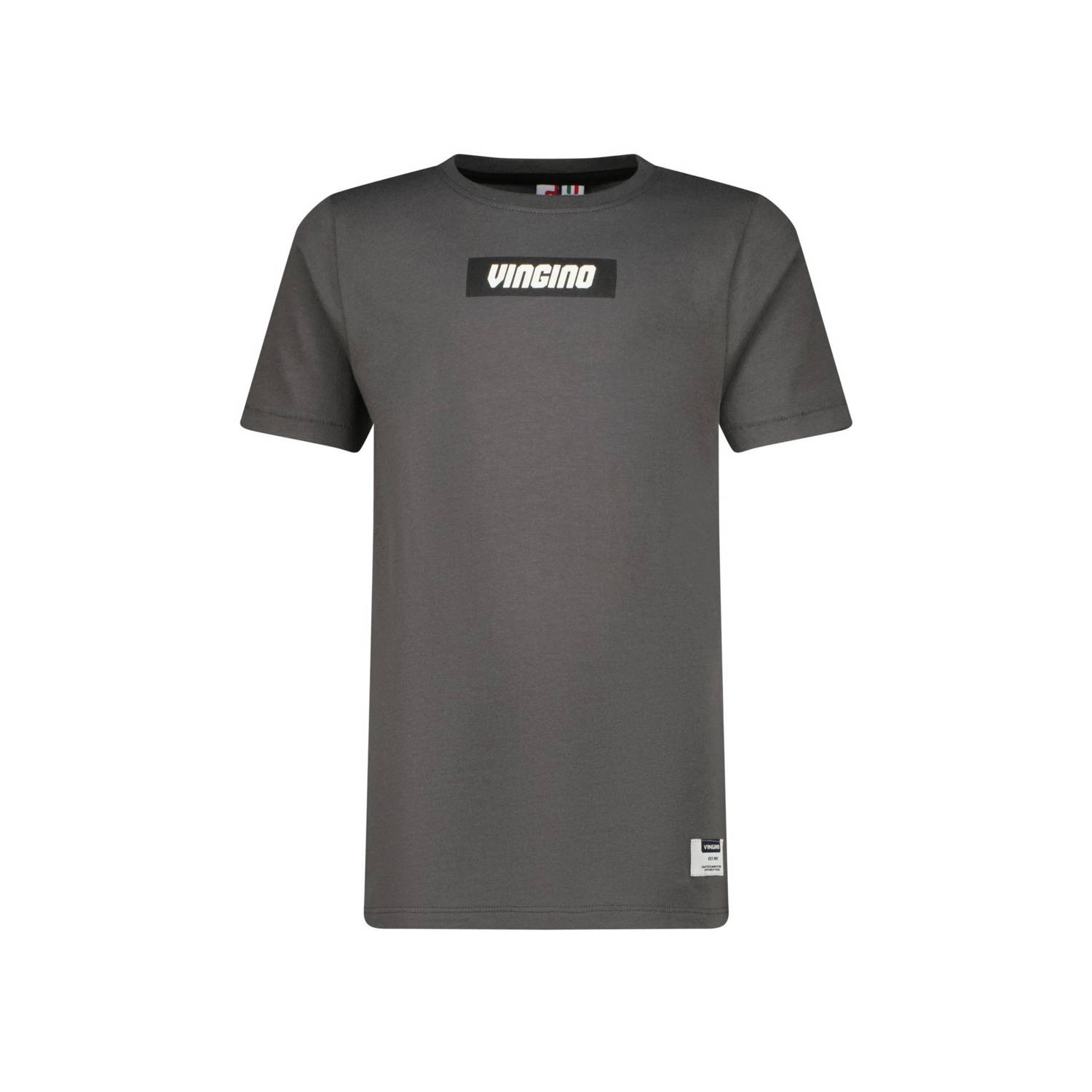 VINGINO T-shirt Hifot met printopdruk grijs Jongens Stretchkatoen Ronde hals 128