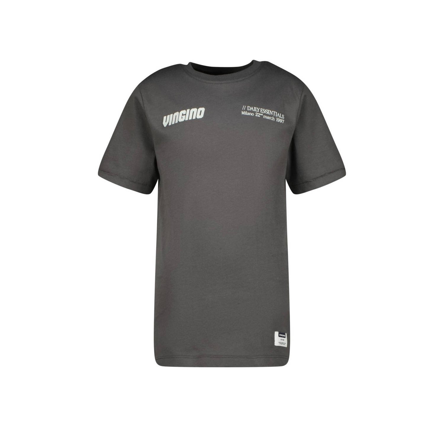 VINGINO T-shirt Hezor met printopdruk grijs Jongens Stretchkatoen Ronde hals 176