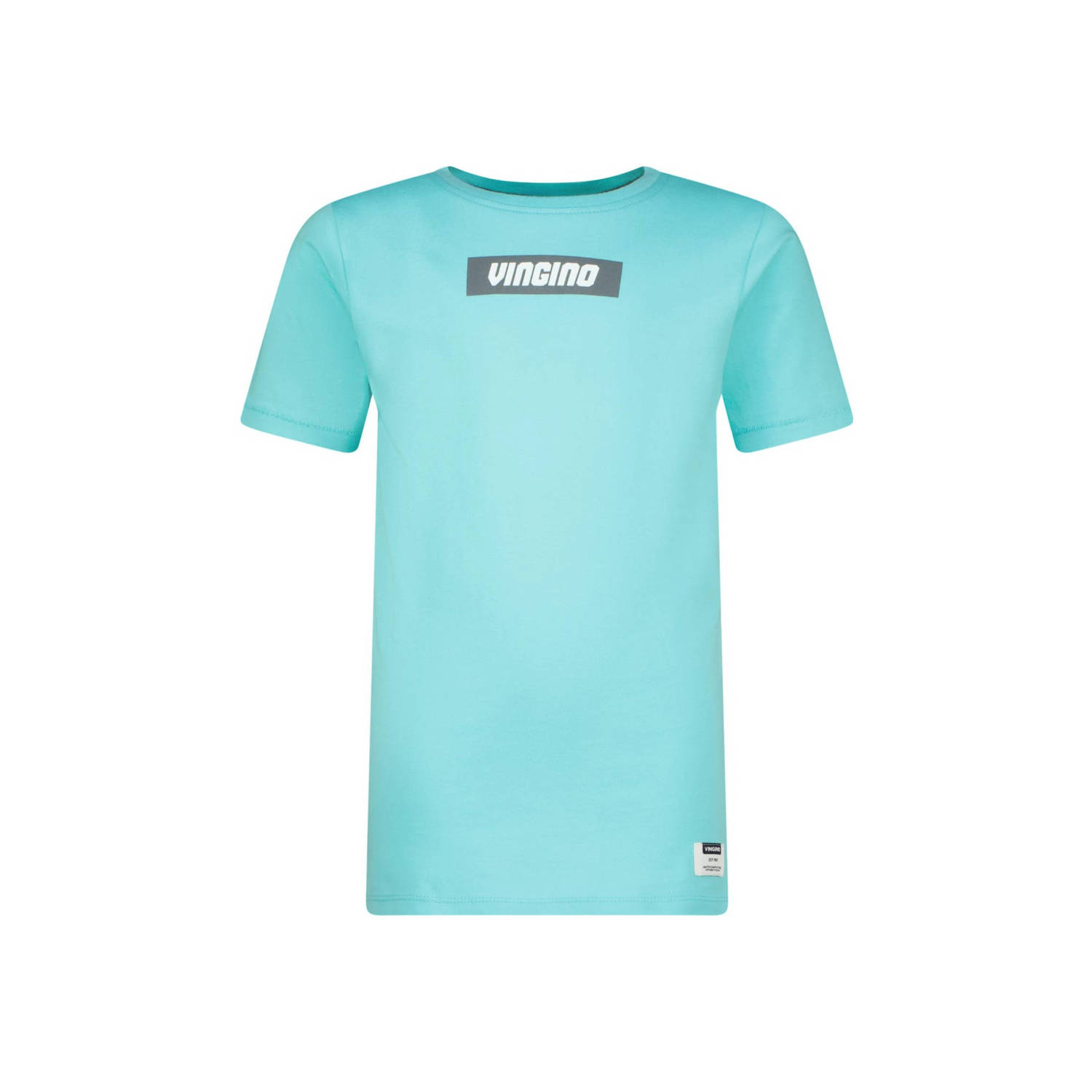 VINGINO T-shirt Hifot met printopdruk aquablauw Jongens Stretchkatoen Ronde hals 164
