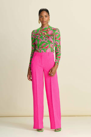 high waist wide leg pantalon roze