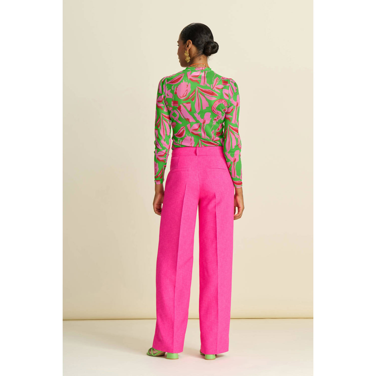 POM Amsterdam high waist wide leg pantalon roze