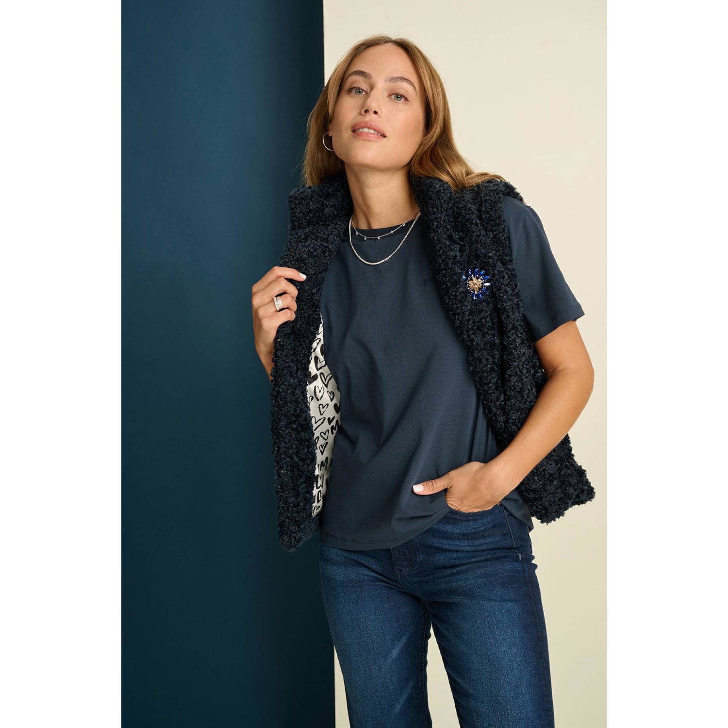 POM Amsterdam gilet donkerblauw