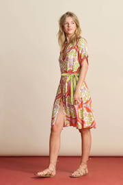 thumbnail: POM Amsterdam jurk met all over print en ceintuur multi