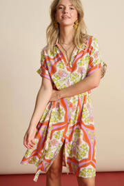thumbnail: POM Amsterdam jurk met all over print en ceintuur multi