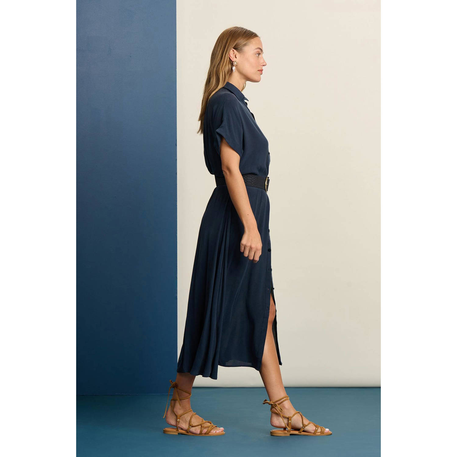 POM Amsterdam blousejurk donkerblauw