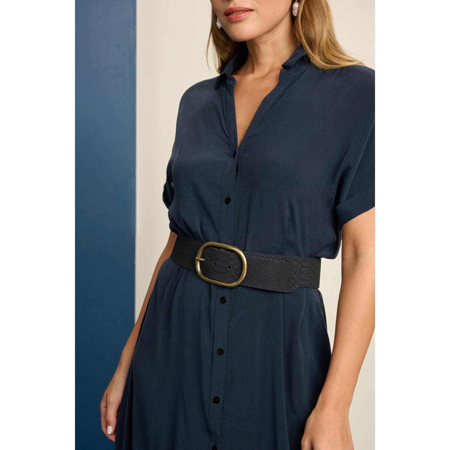 POM Amsterdam blousejurk donkerblauw