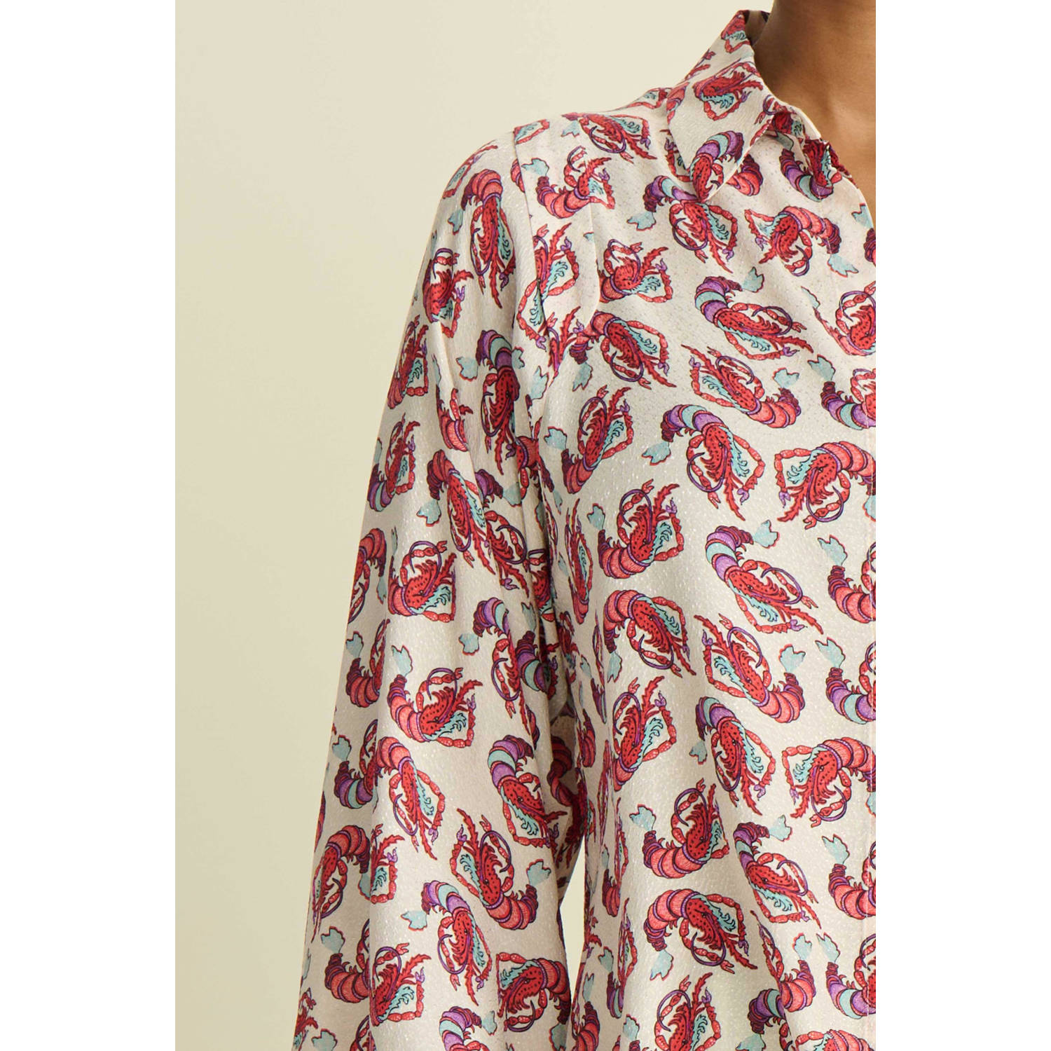 POM Amsterdam blouse met all over print rood ecru