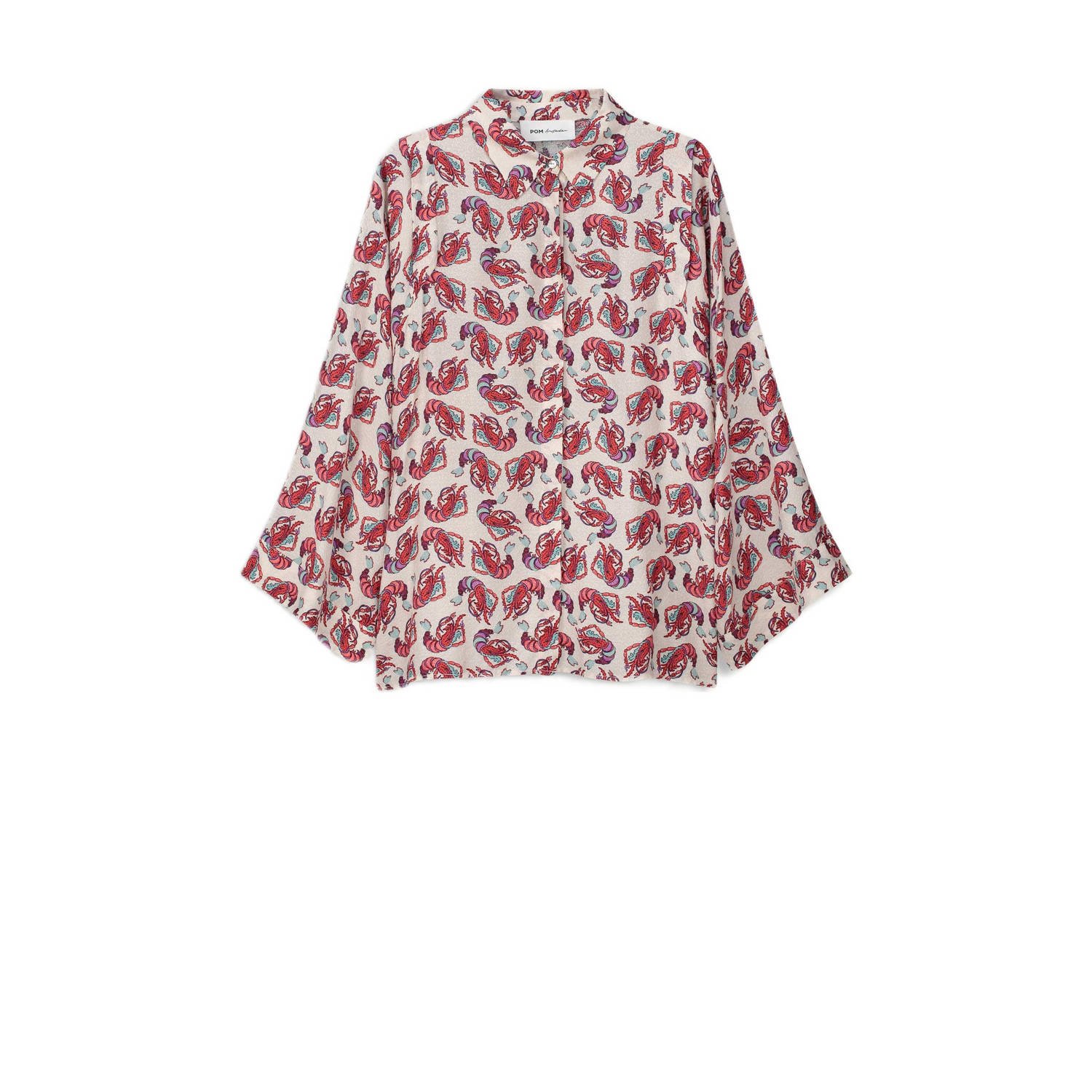 POM Amsterdam blouse met all over print rood ecru