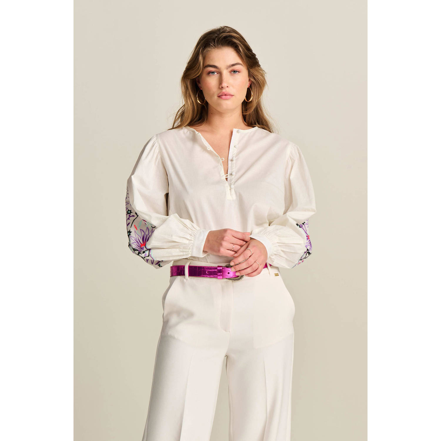 POM Amsterdam blouse wit roze