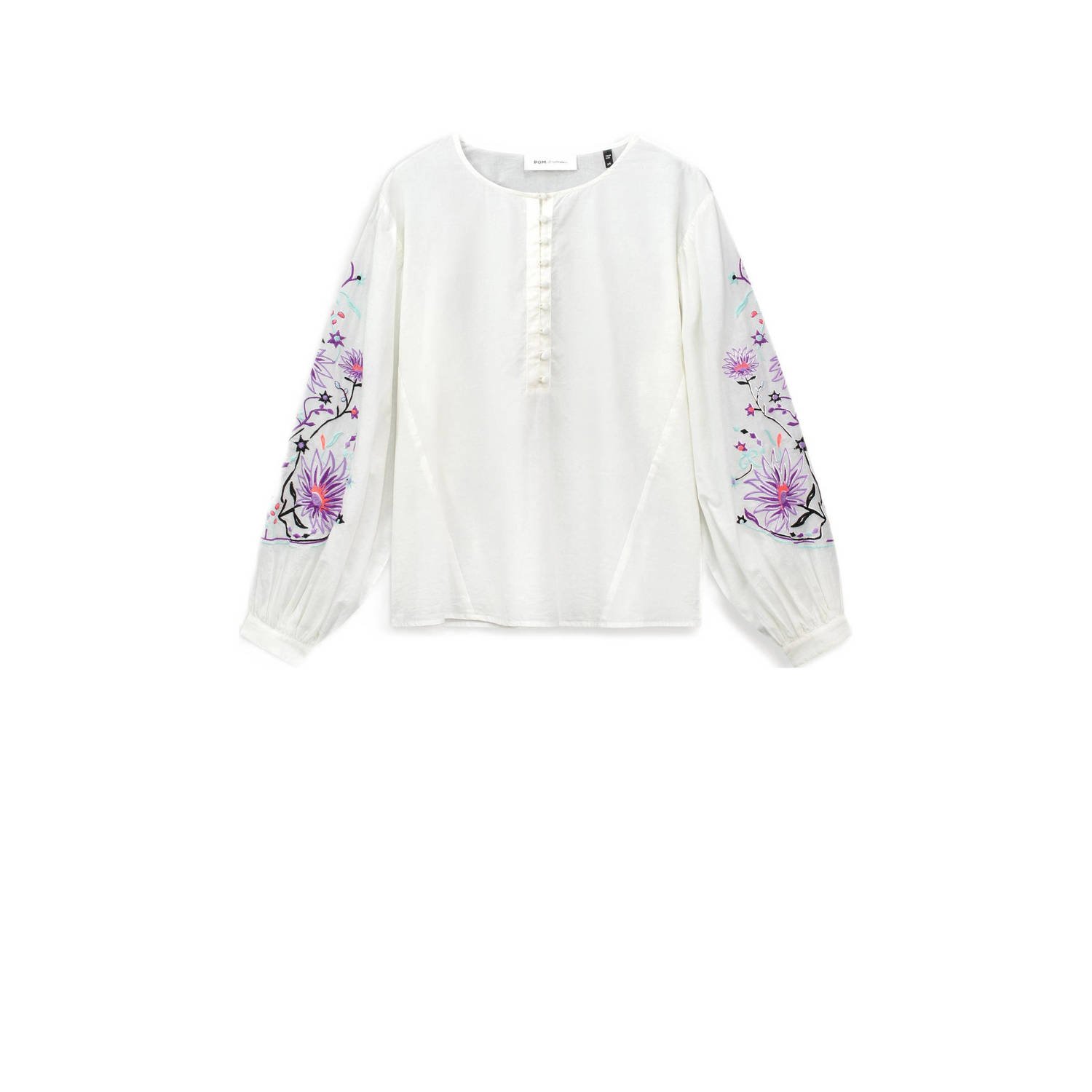 POM AMSTERDAM Dames Blouses Embroidery Purple Blouse Zand