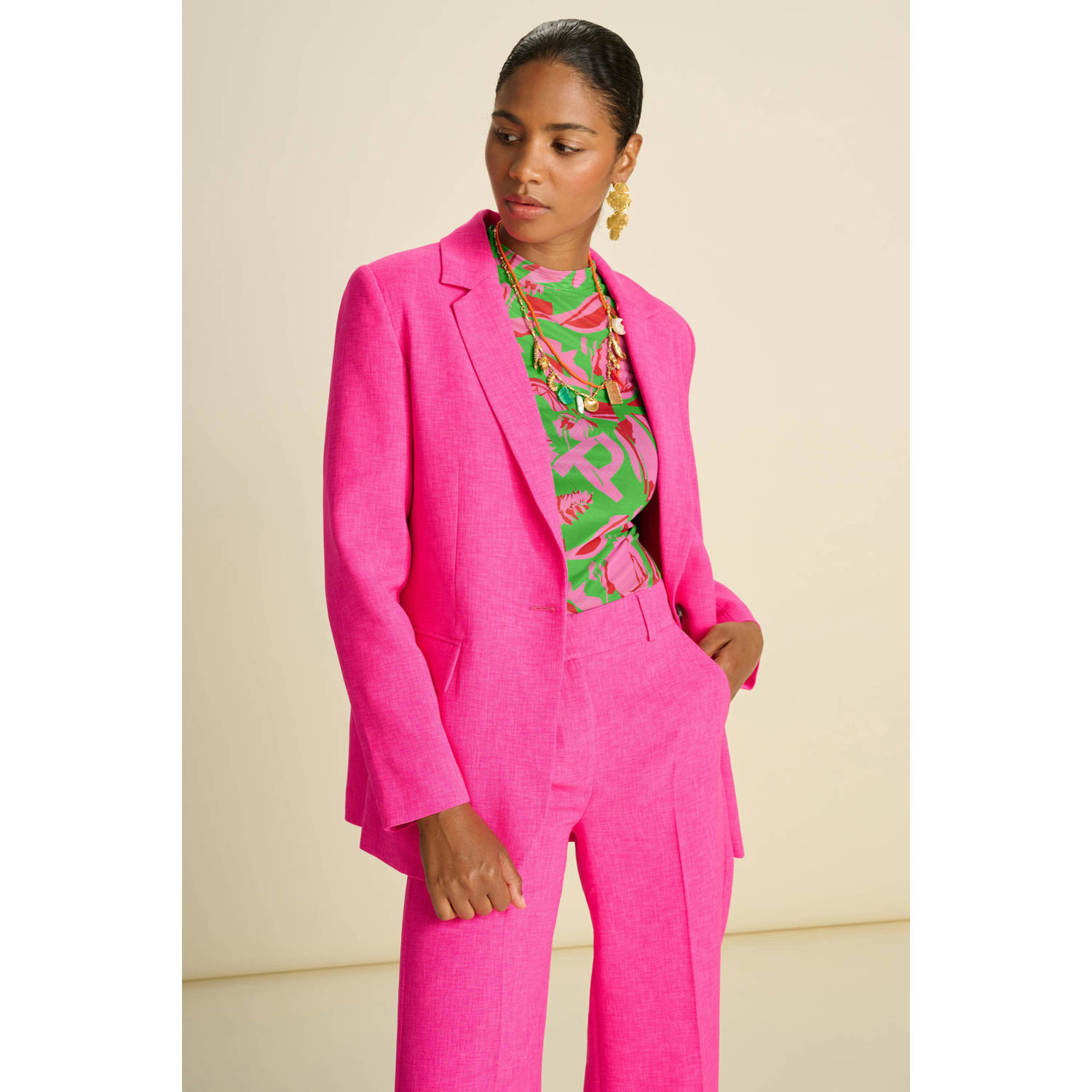 POM Amsterdam rechtvallende blazer roze