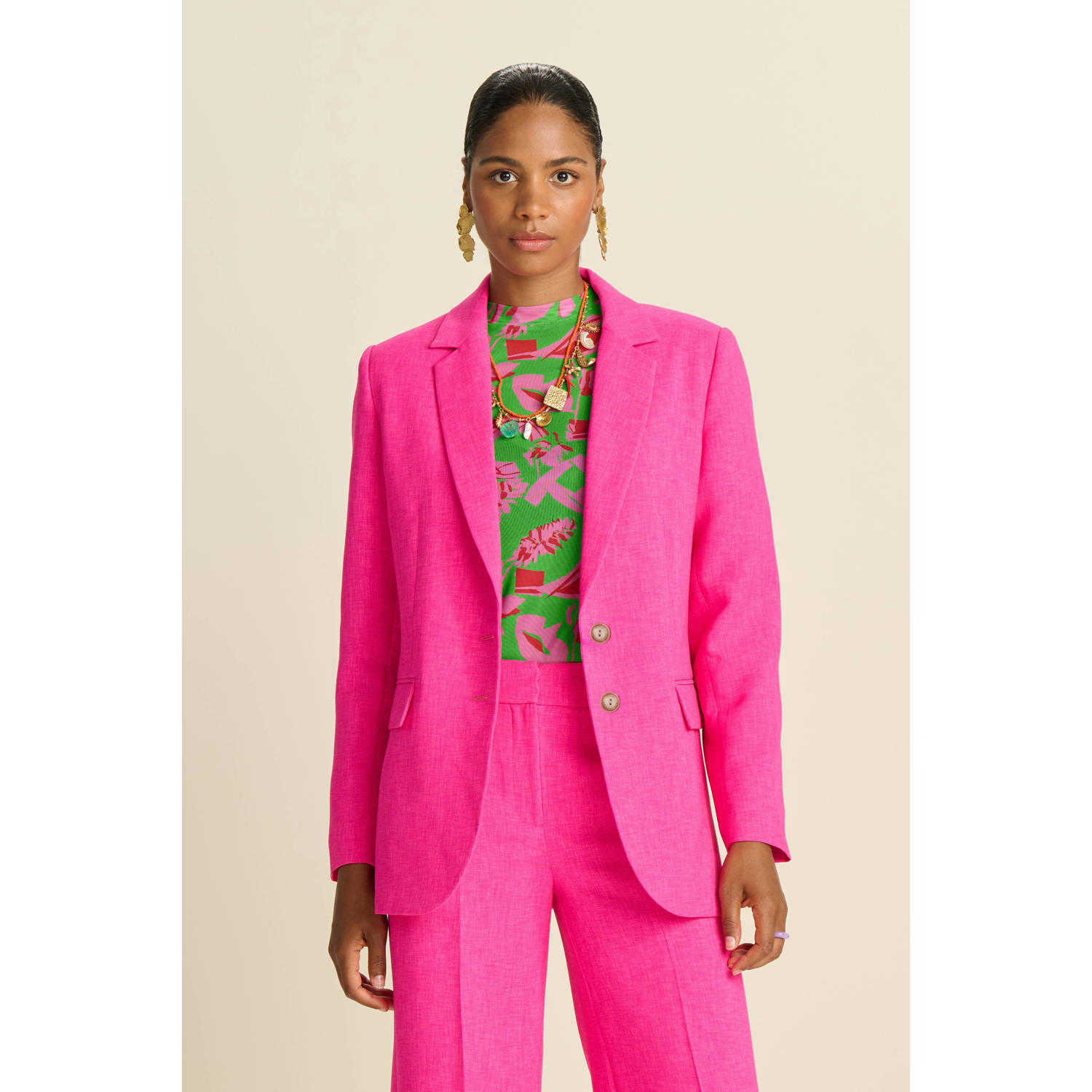 POM Amsterdam rechtvallende blazer roze