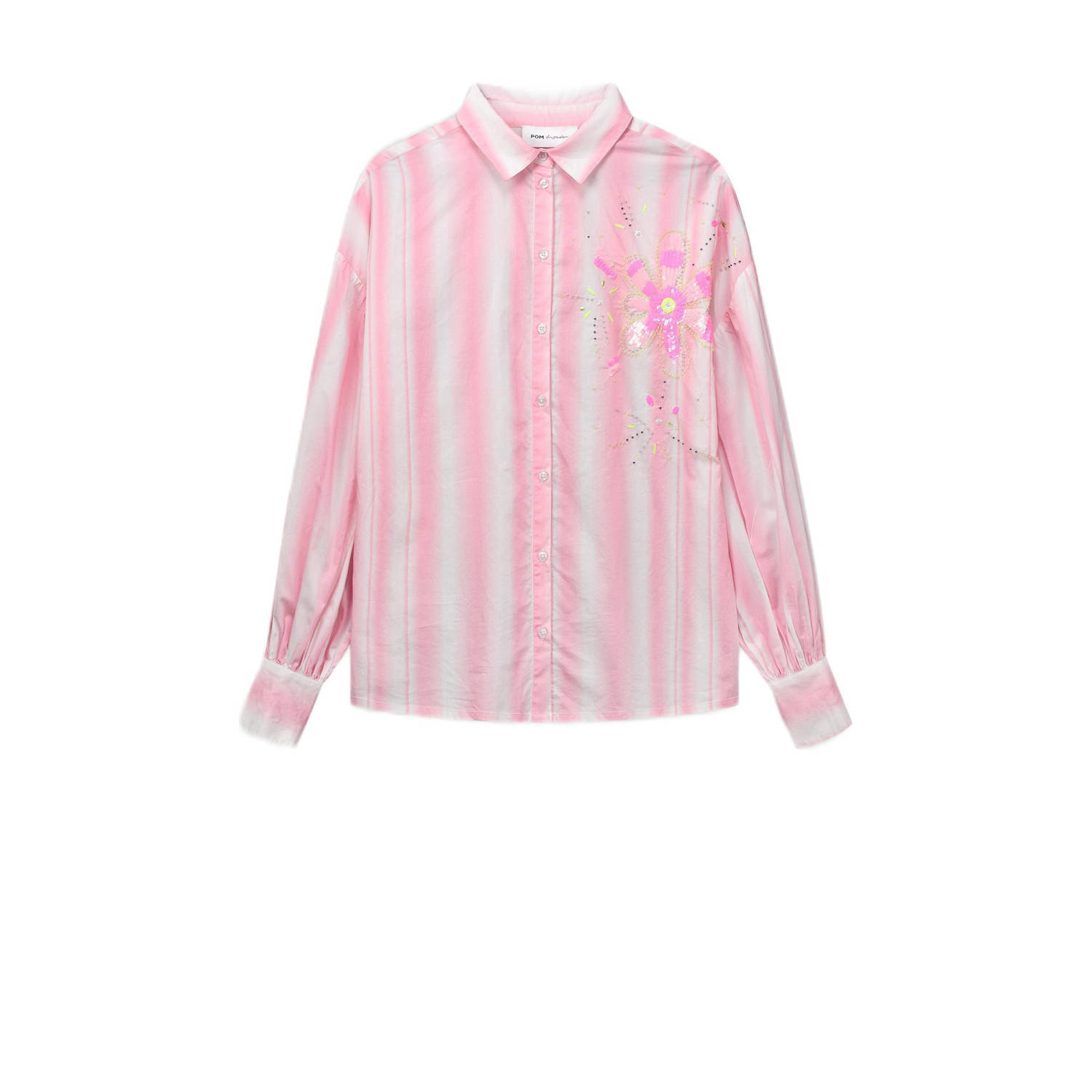 POM Amsterdam gestreepte blouse roze wit