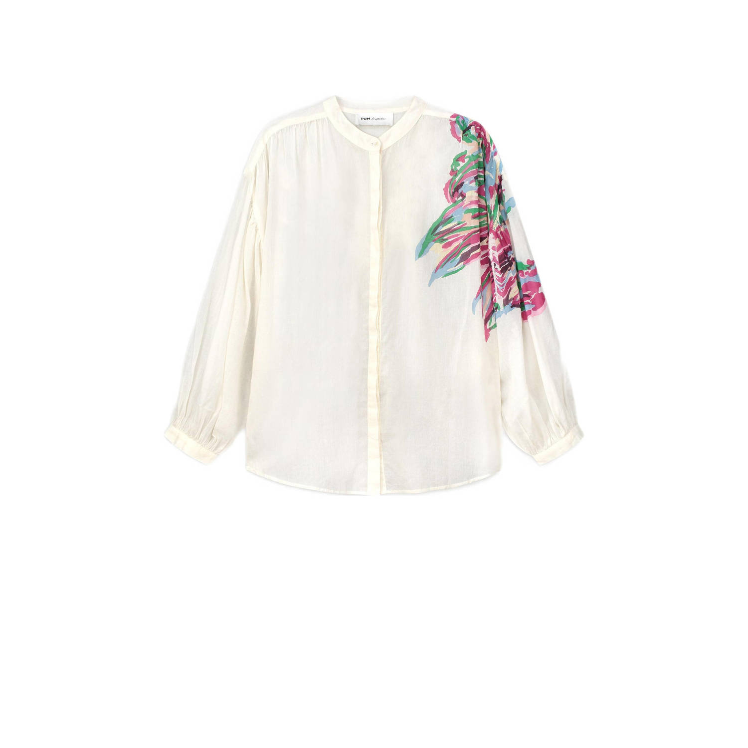 POM Amsterdam blouse met printopdruk wit roze groen