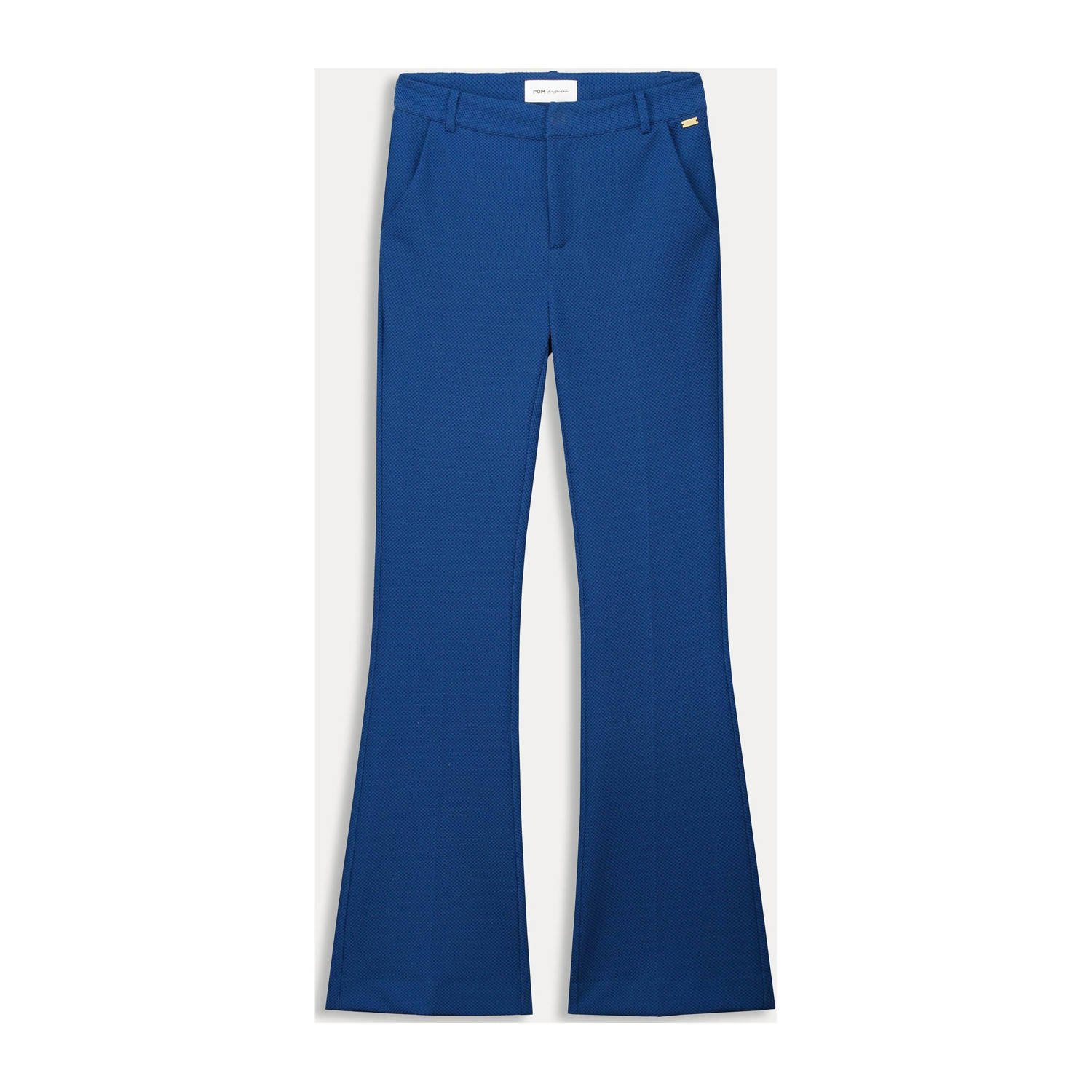 POM AMSTERDAM Dames Broeken Pique Flare Ink Blue Pants Donkerblauw