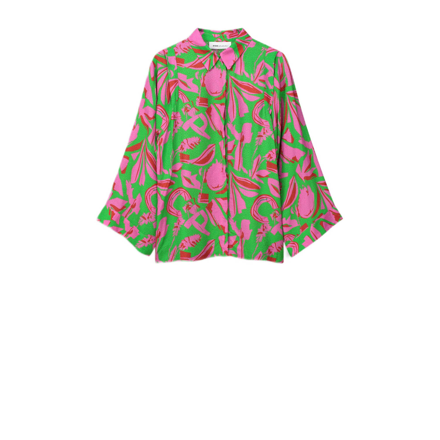 POM Amsterdam blouse met all over print groen roze