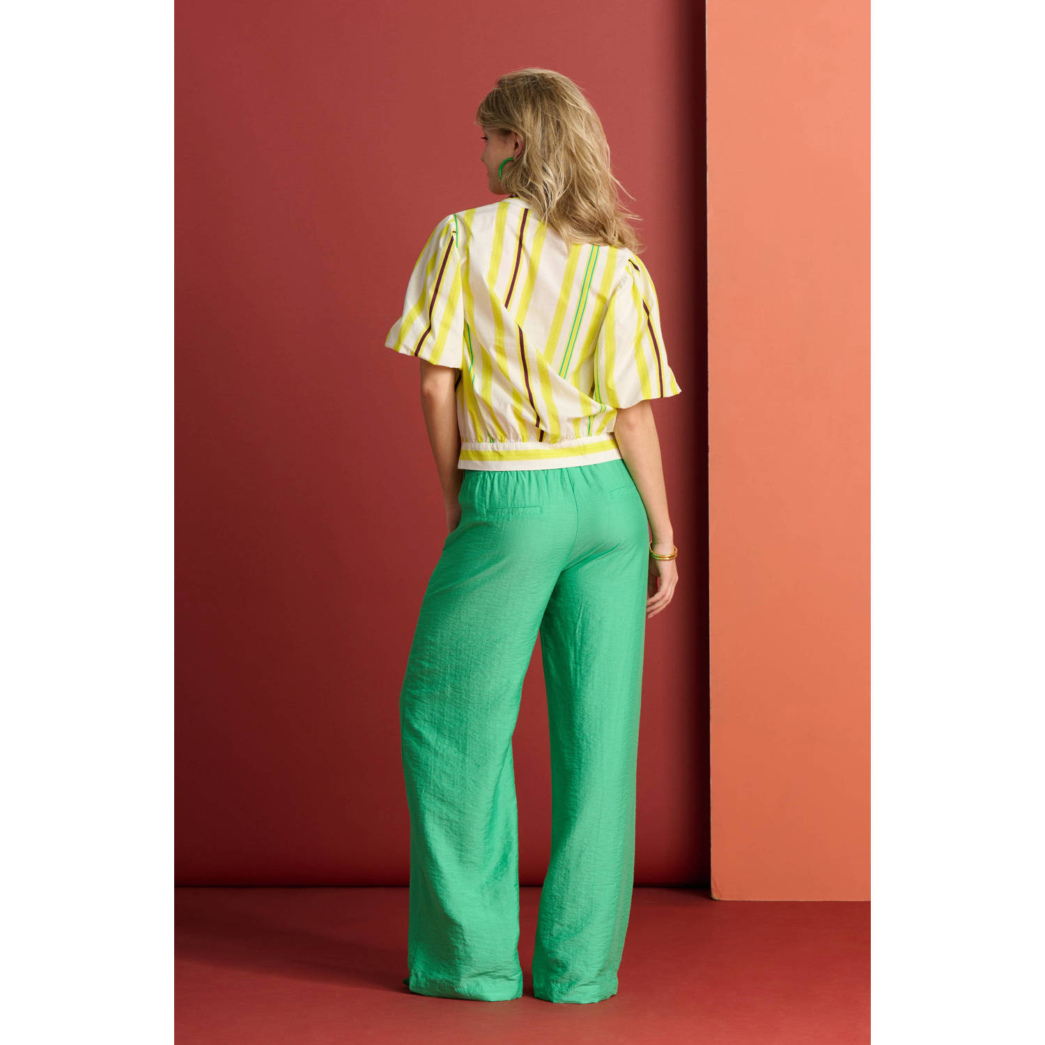 POM Amsterdam wide leg broek groen