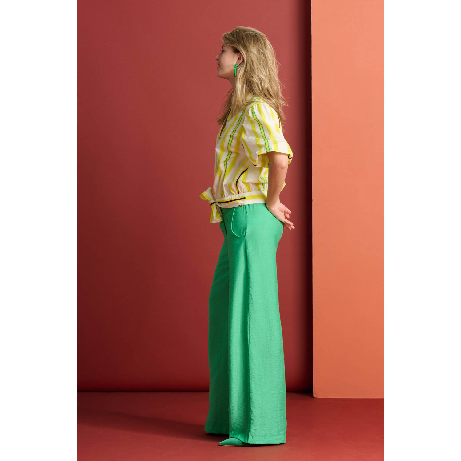 POM Amsterdam wide leg broek groen