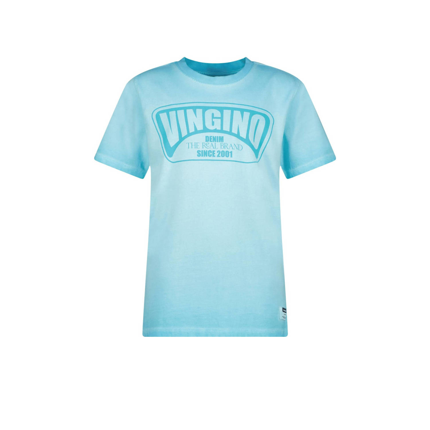 VINGINO T-shirt Hapo met logo aquablauw Jongens Katoen Ronde hals Logo 128