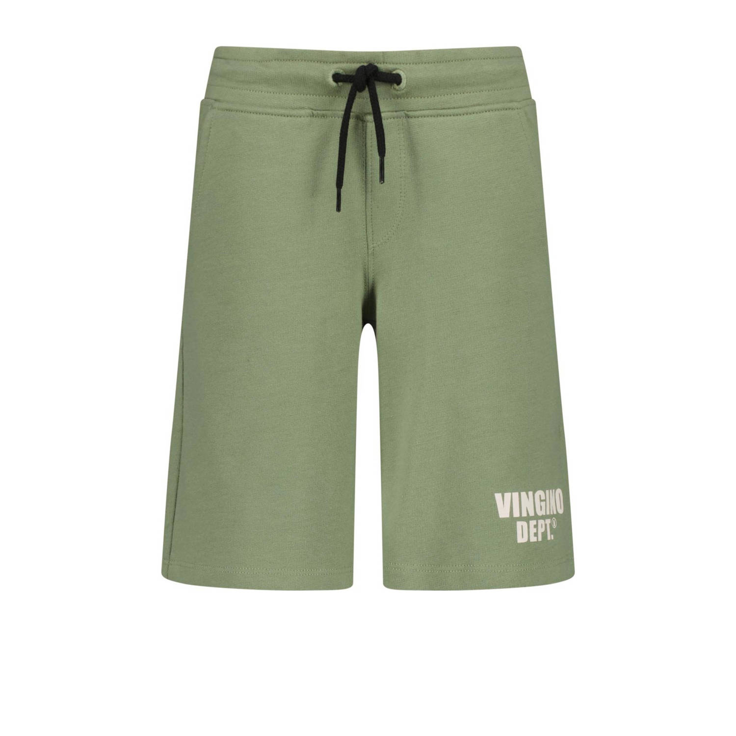 VINGINO sweatshort Ramto met logo olijfgroen Korte broek Jongens Katoen 128