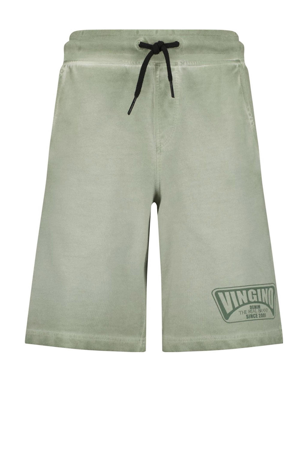 Groene jongens Vingino sweatshort Rames van katoen met elastische tailleband met koord en logo dessin