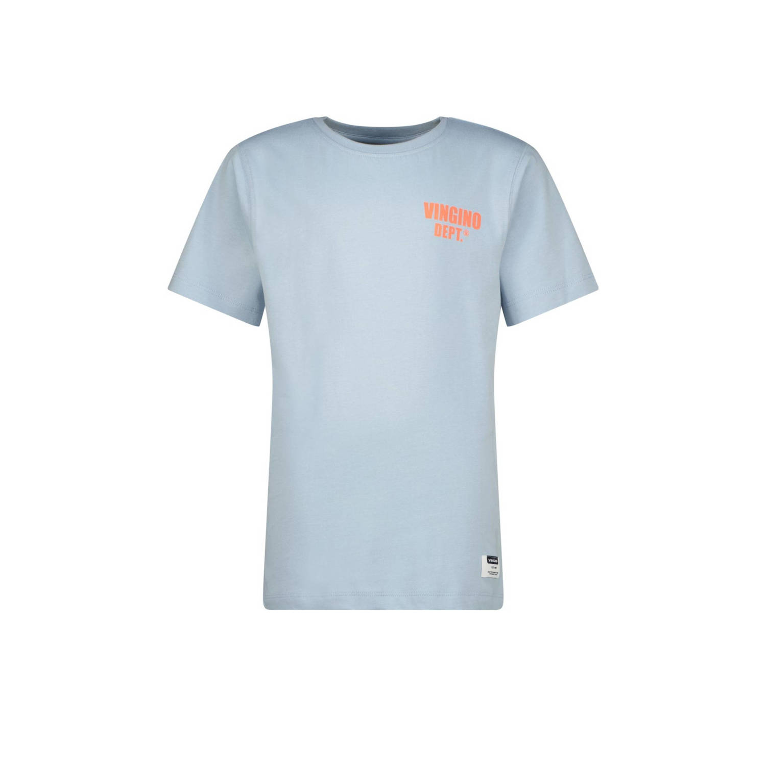 VINGINO T-shirt Hasial lichtblauw Grijs Jongens Katoen Ronde hals Backprint 140