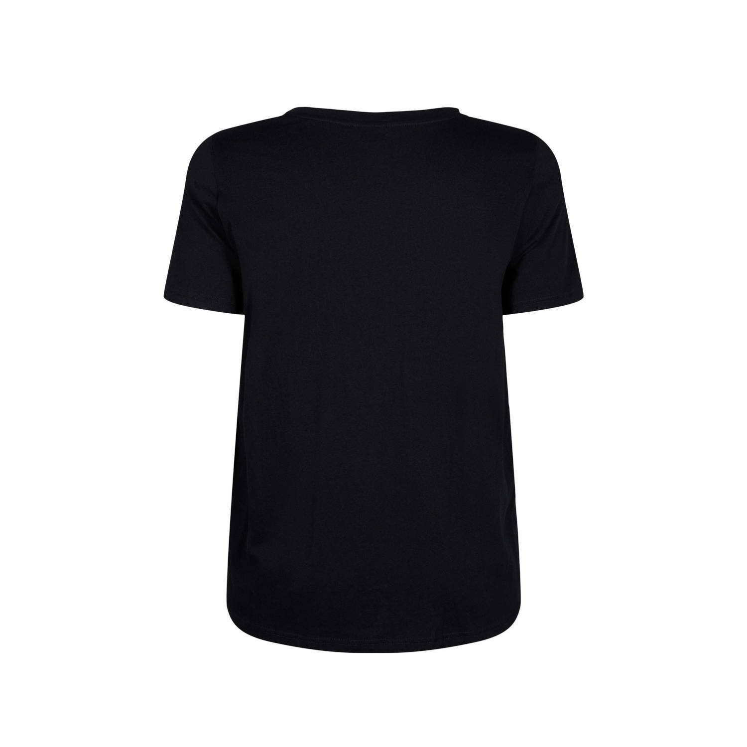 Zizzi T-shirt met printopdruk en strass steentjes zwart
