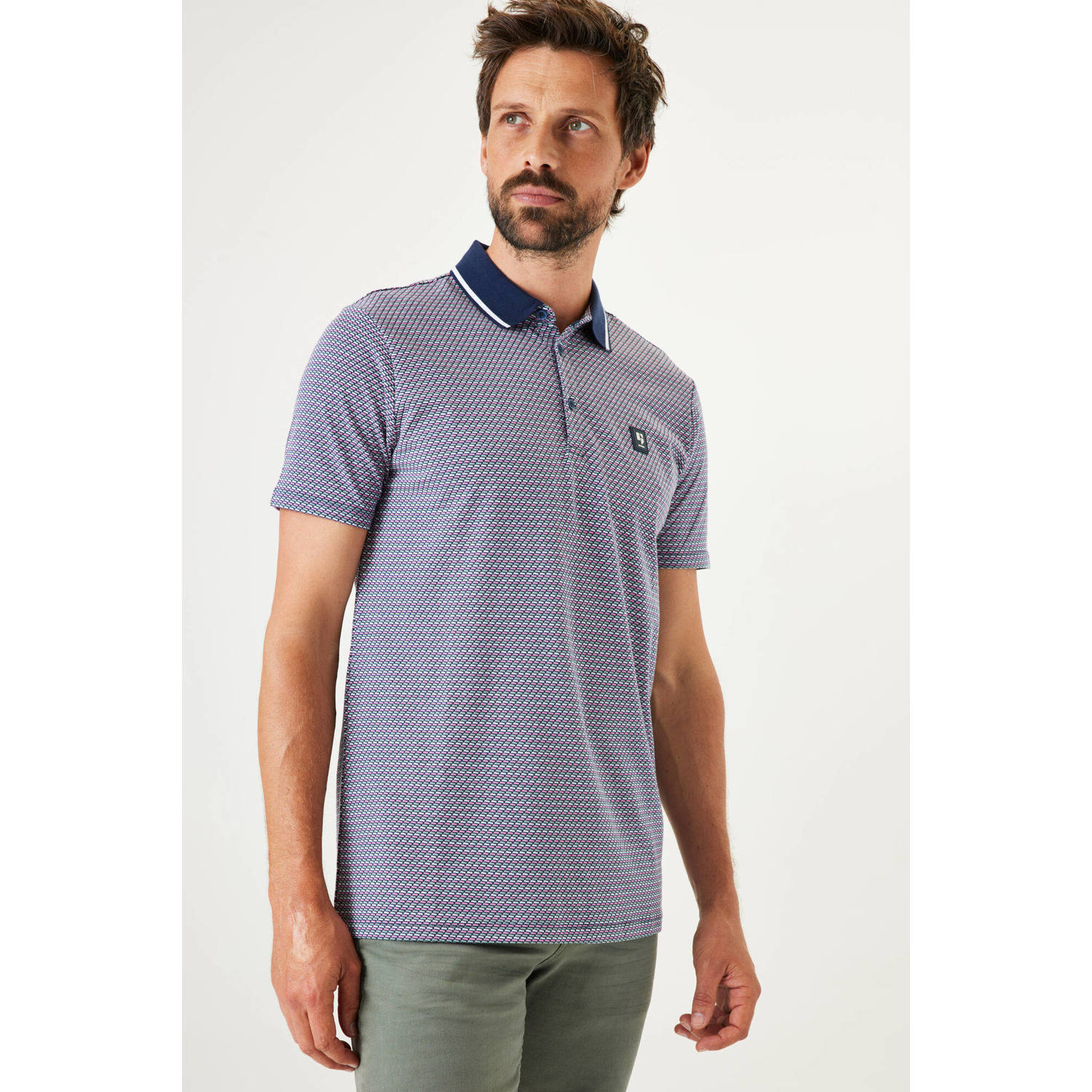 Garcia polo met all over print vibrant pink