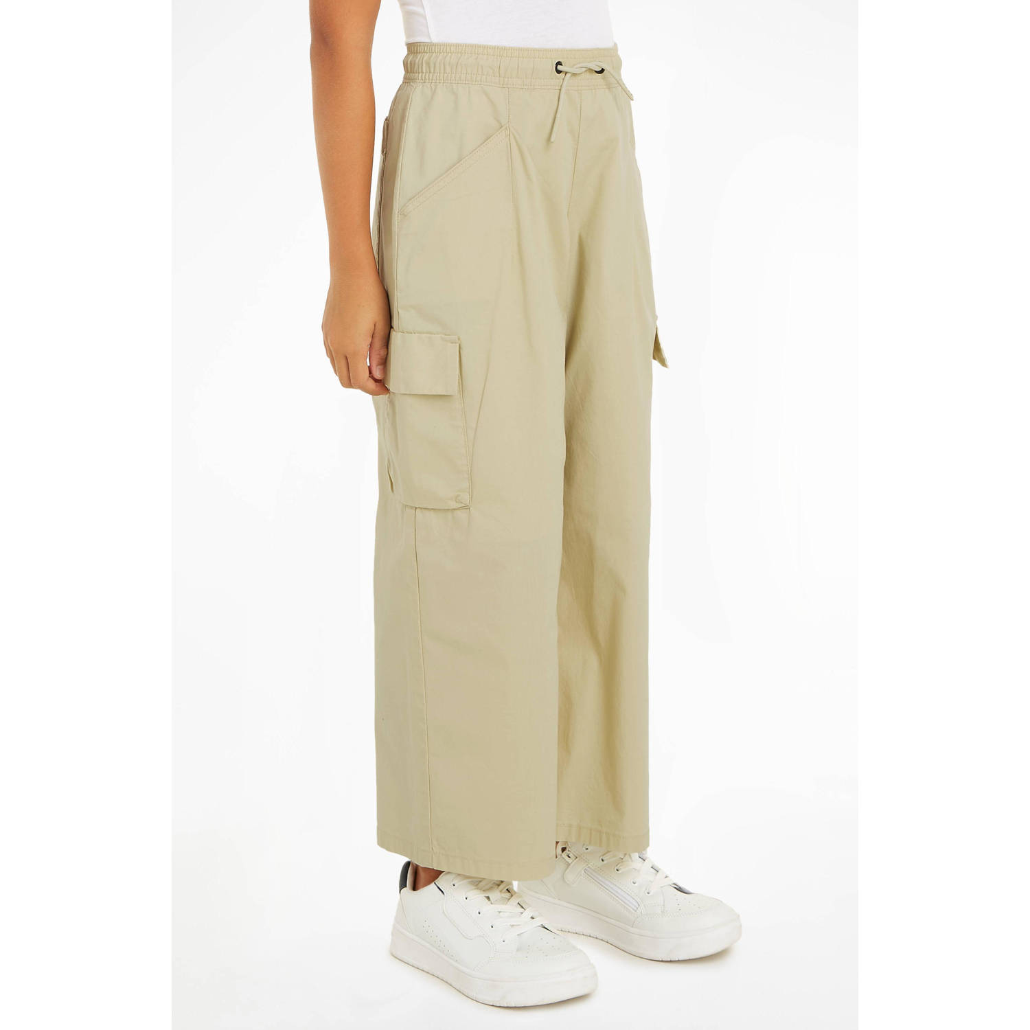 Calvin Klein loose fit cargobroek beige Meisjes Katoen Effen 164