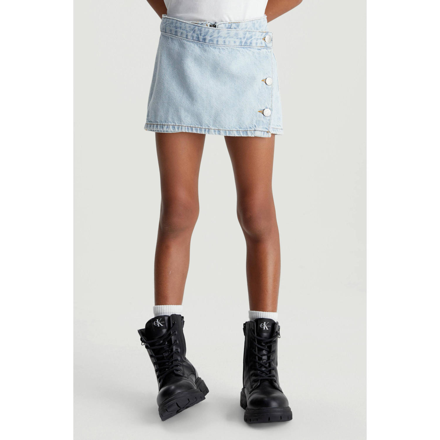 Calvin Klein skort light blue denim Rok Blauw Meisjes Katoen Effen 176