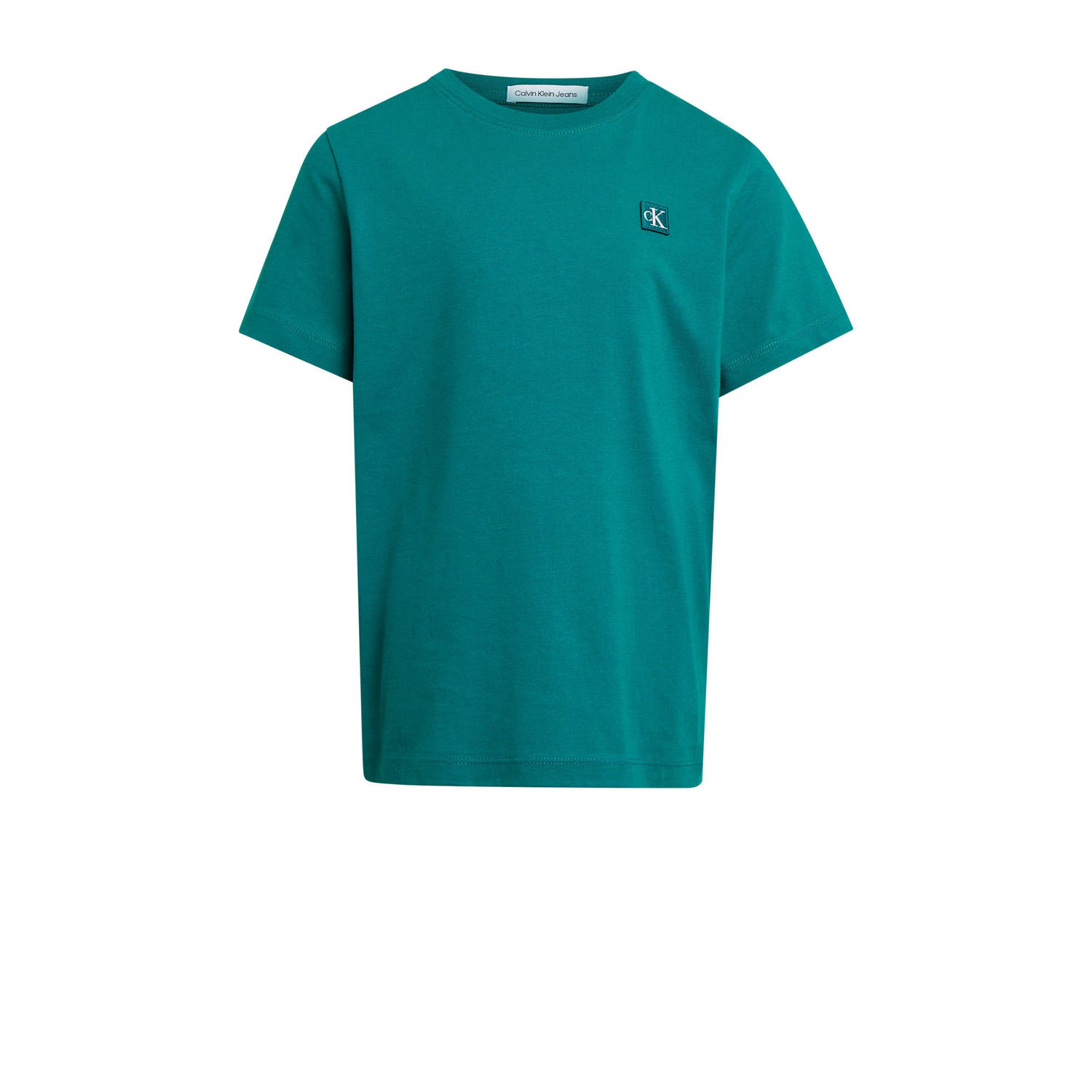 Calvin Klein T-shirt petrol Blauw Katoen Ronde hals Effen 116