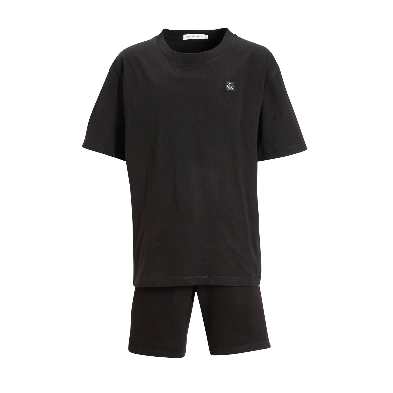 Calvin Klein T-shirt + sweatshort zwart Shirt + broek Jongens Katoen Ronde hals 140