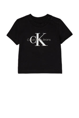 baby T-shirt met logo zwart