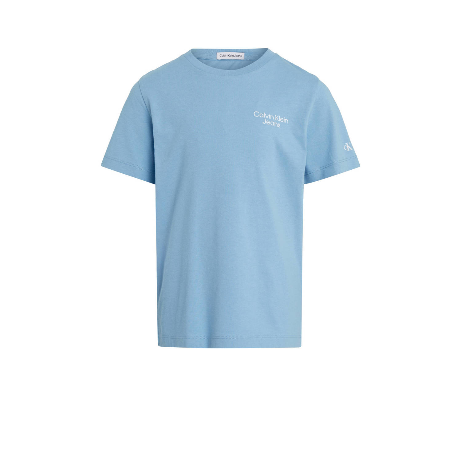 Calvin Klein T-shirt babyblauw Jongens Katoen Ronde hals Effen 116