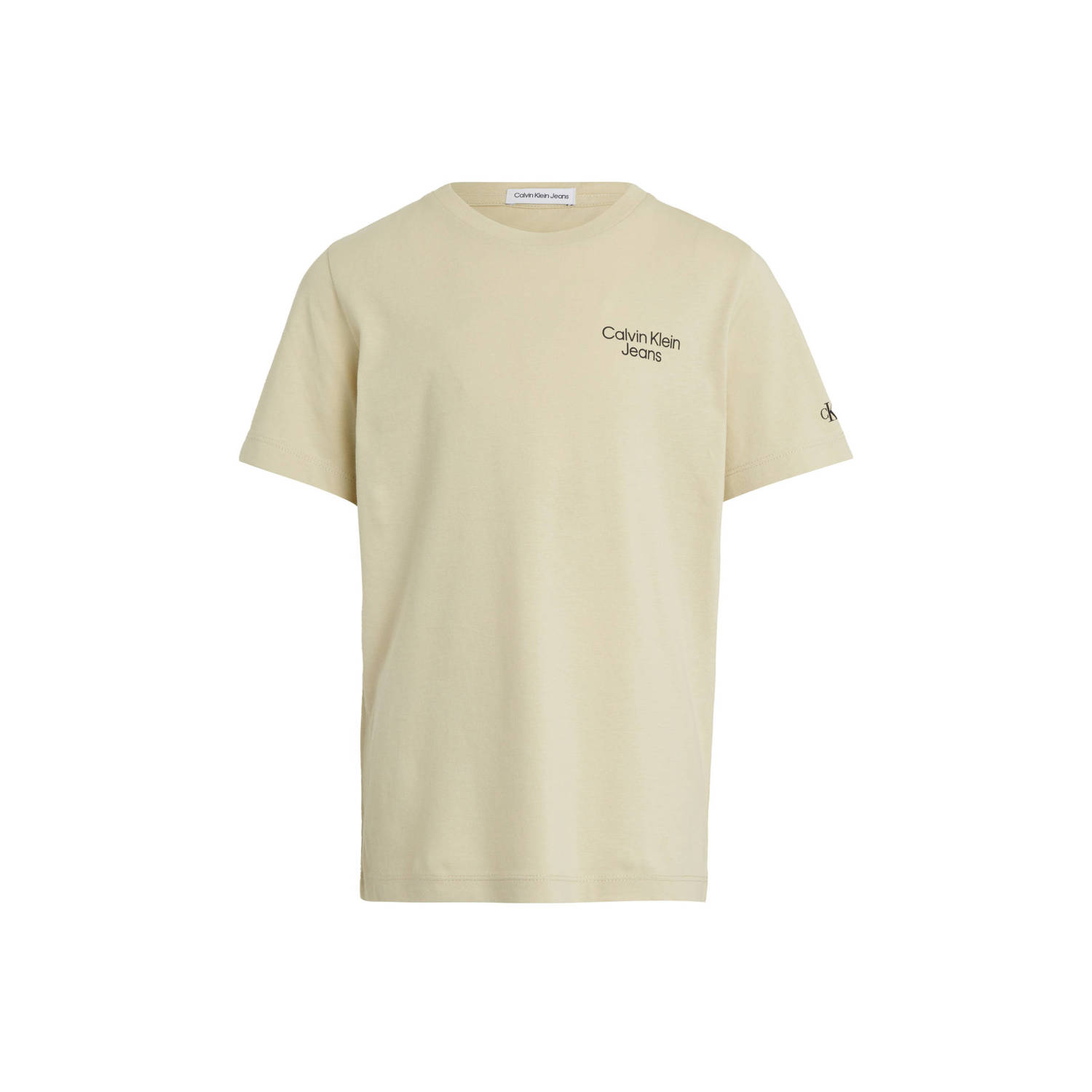 Calvin Klein T-shirt beige Jongens Katoen Ronde hals Effen 116