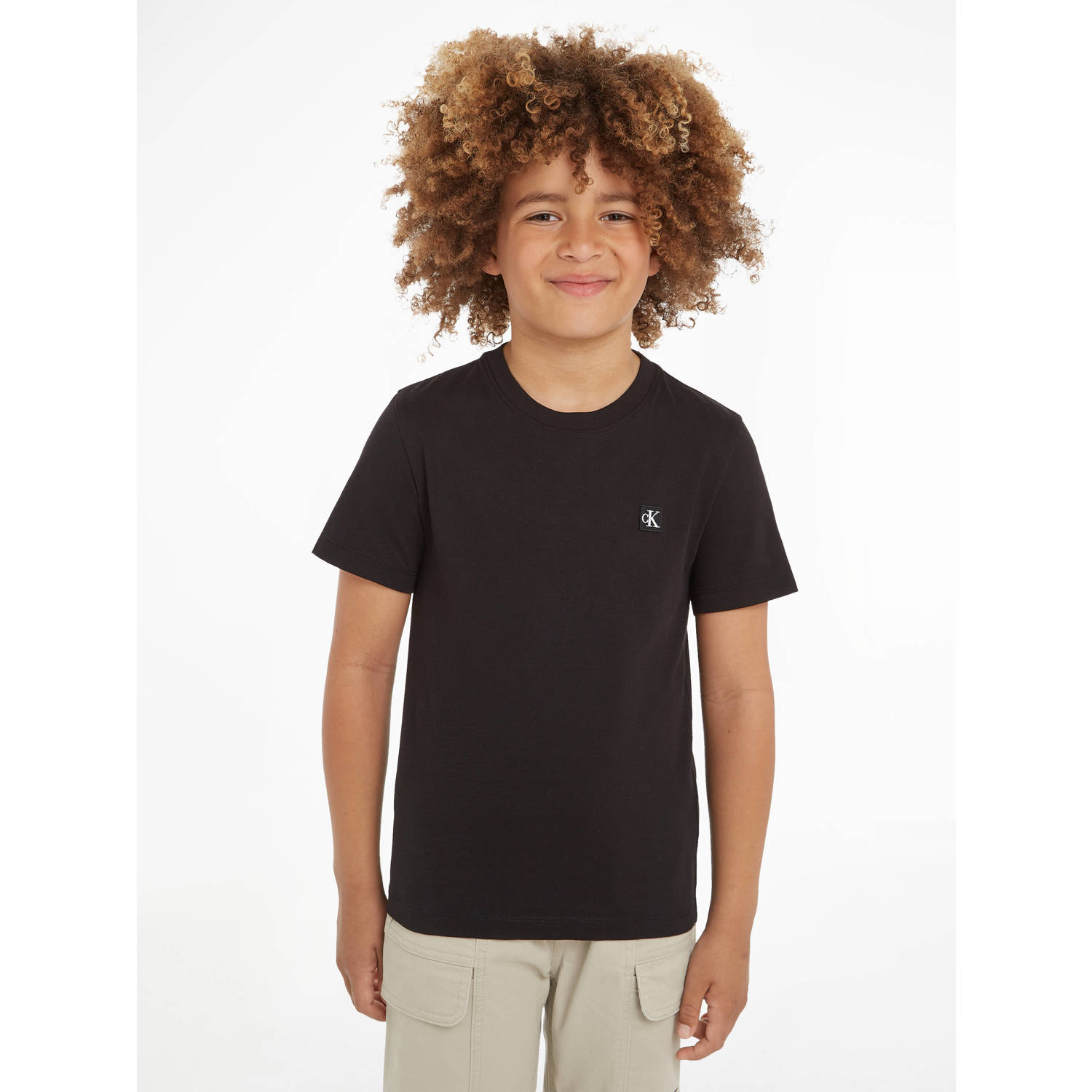 Calvin Klein T-shirt zwart Katoen Ronde hals Effen 116