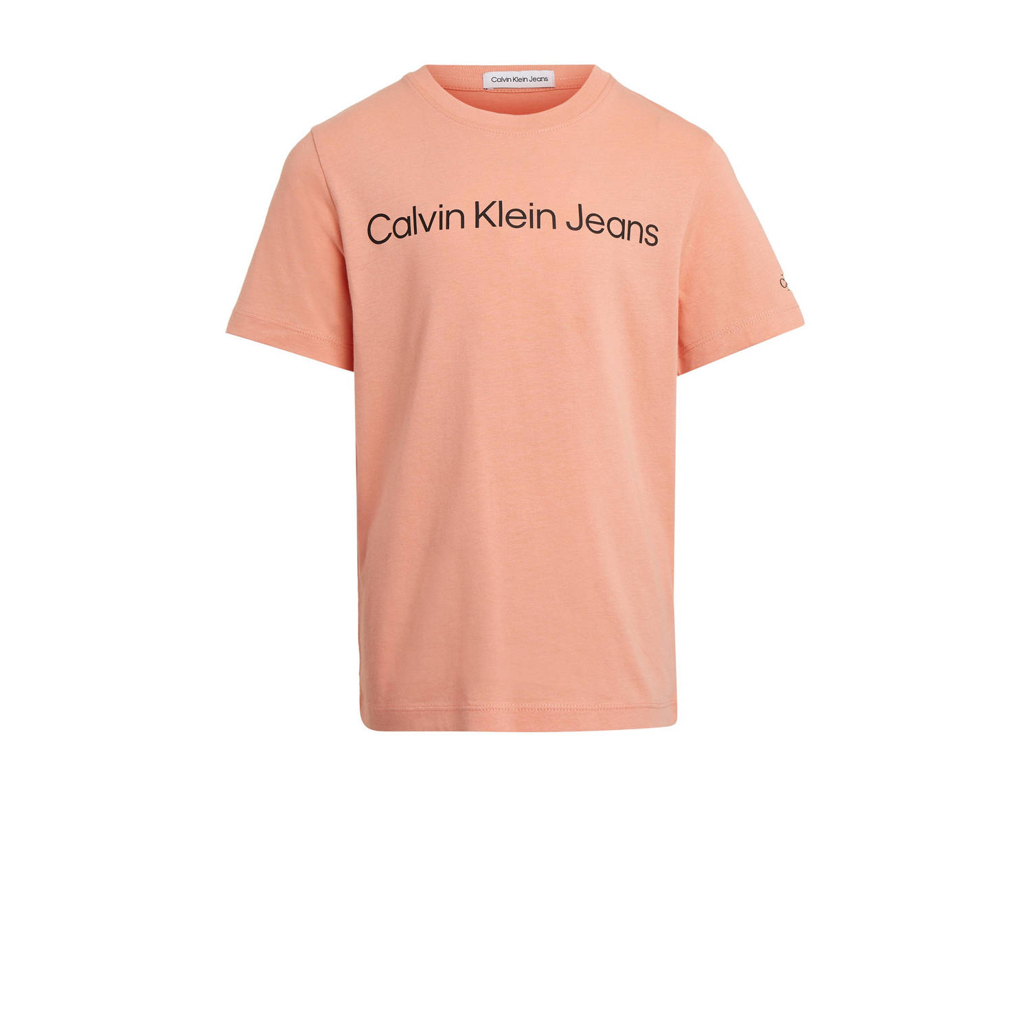 Calvin Klein T-shirt met tekst lichtoranje Katoen Ronde hals 104