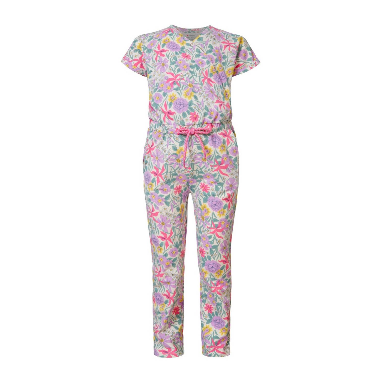 Noppies jumpsuit Eldorado met all over print roze groen geel