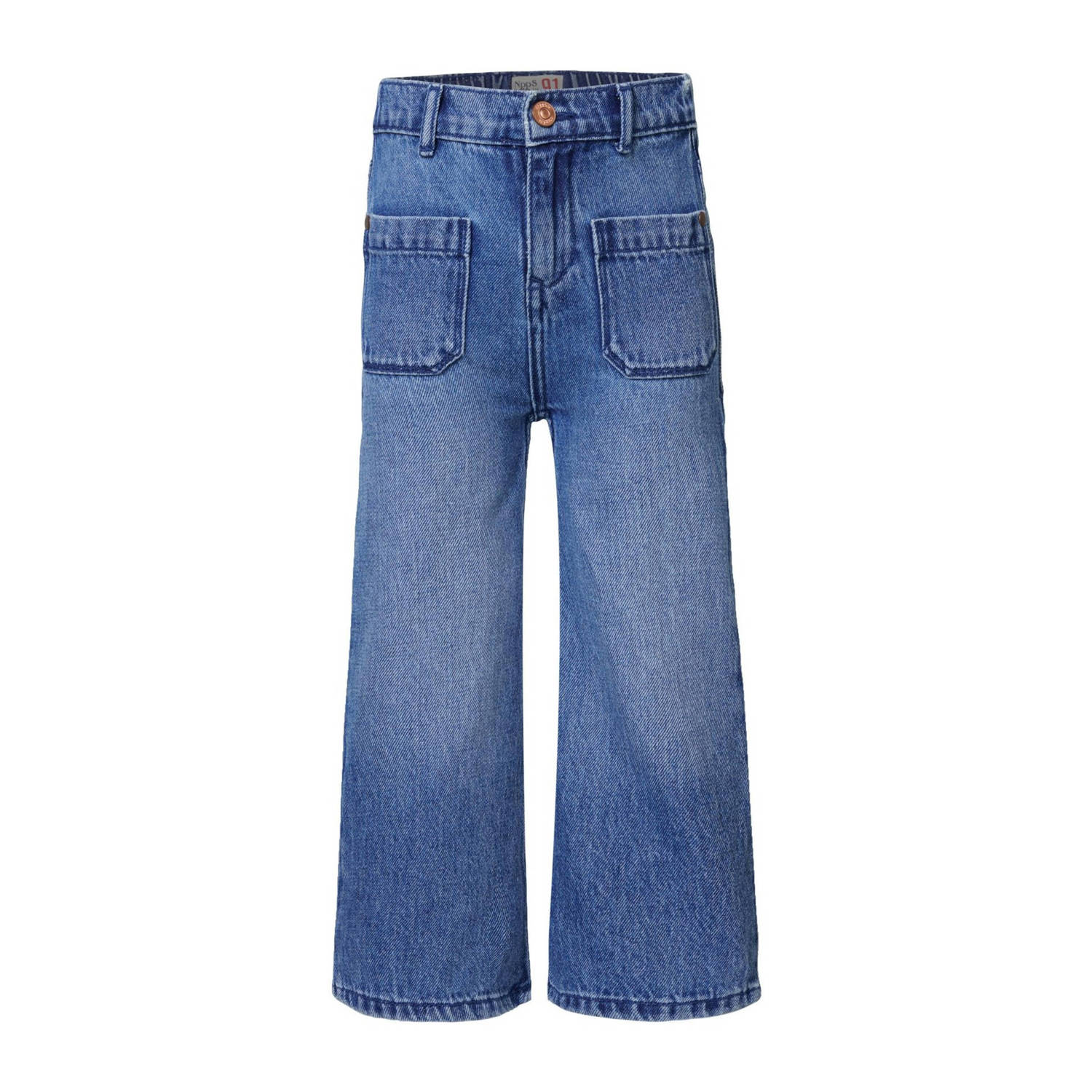 Noppies wide leg jeans Edwardsville medium blue denim wash Blauw Effen 104