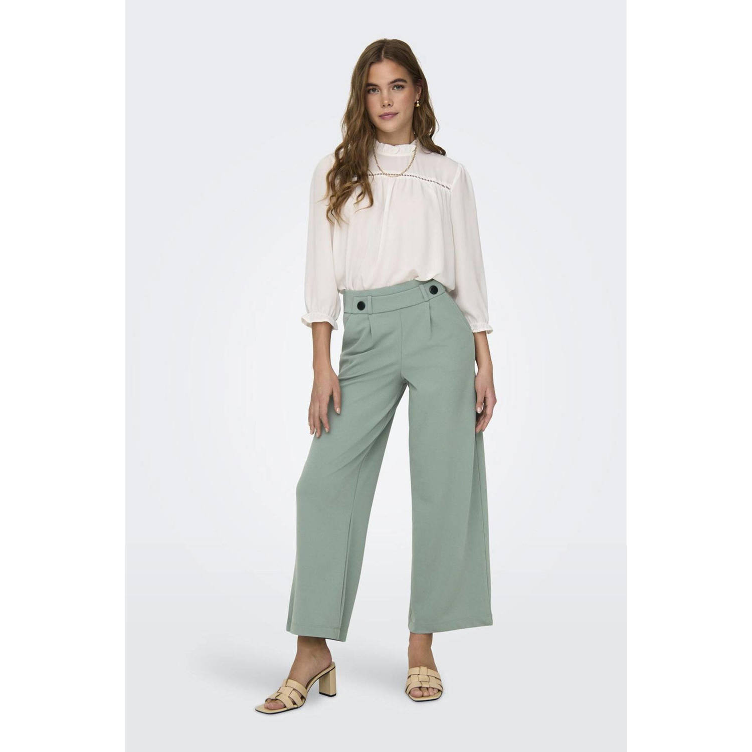 JDY GEGGO wide leg broek mintgroen