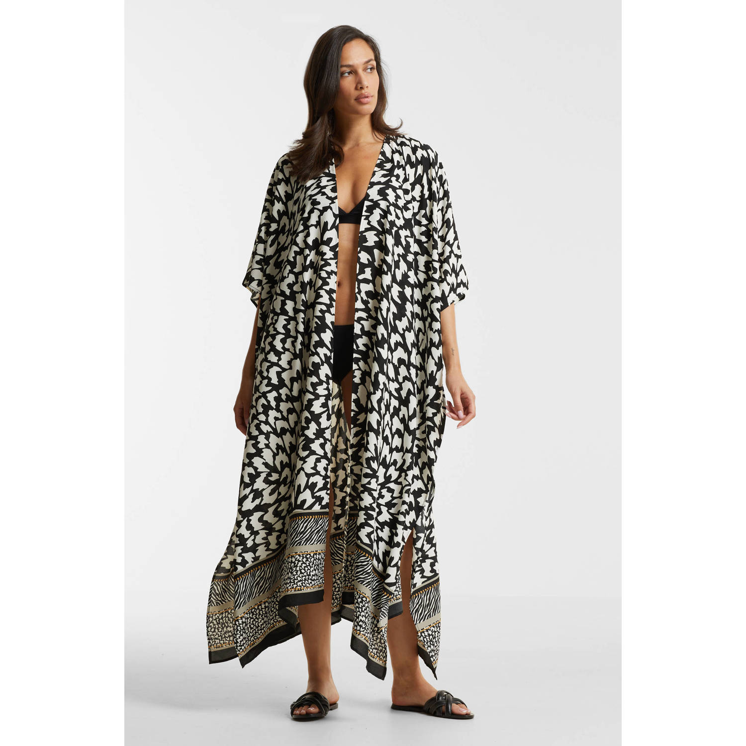 anytime kimono met geo print