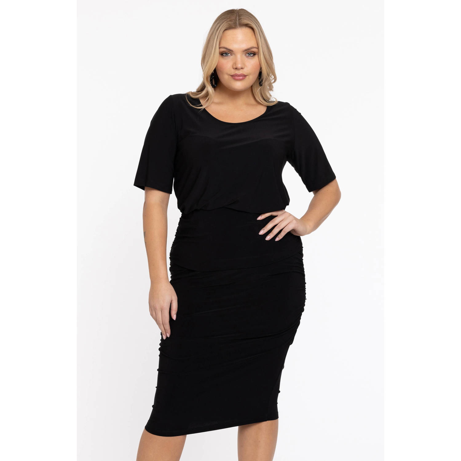 YOEK midi rok DOLCE met plooien zwart