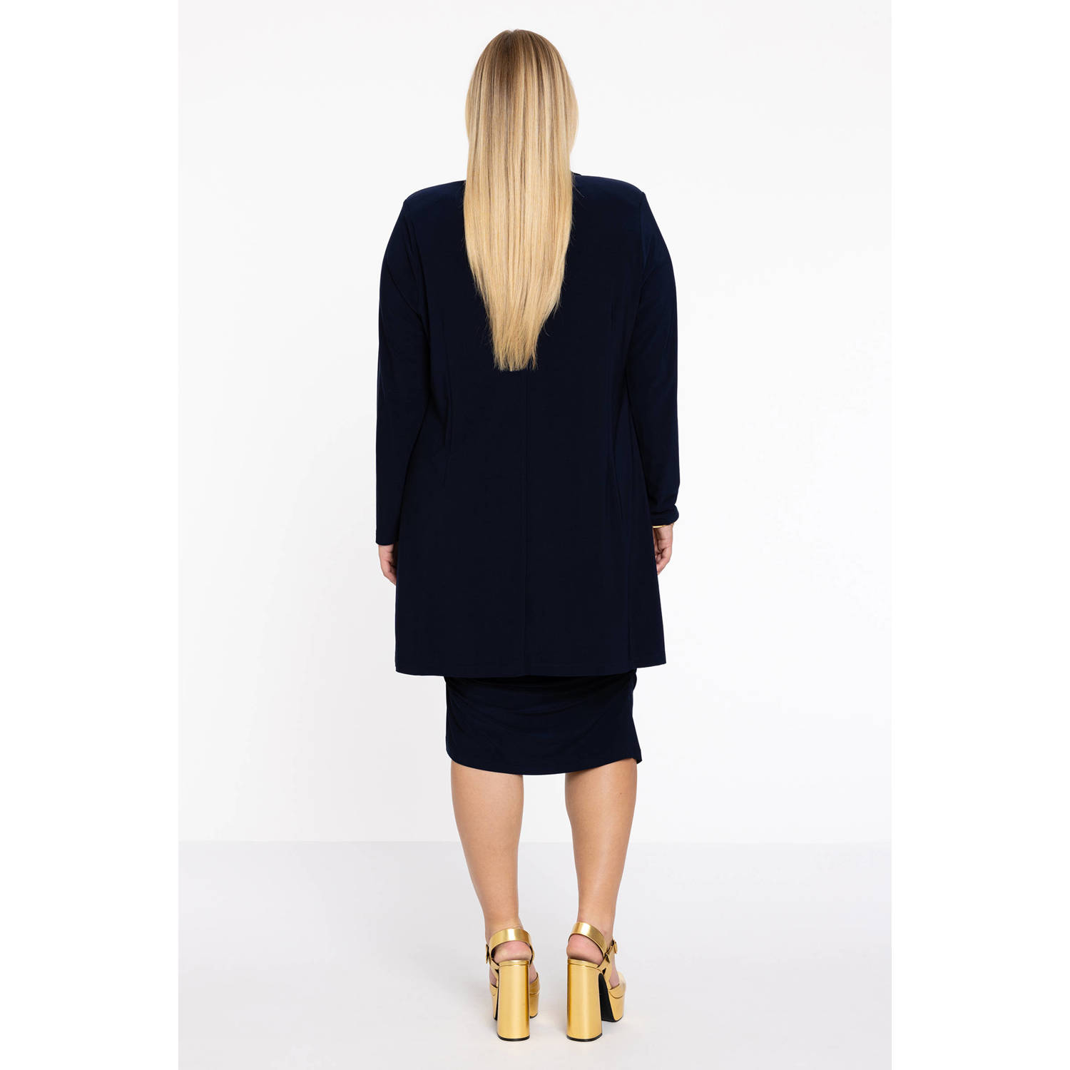 YOEK midi rok DOLCE met plooien donkerblauw