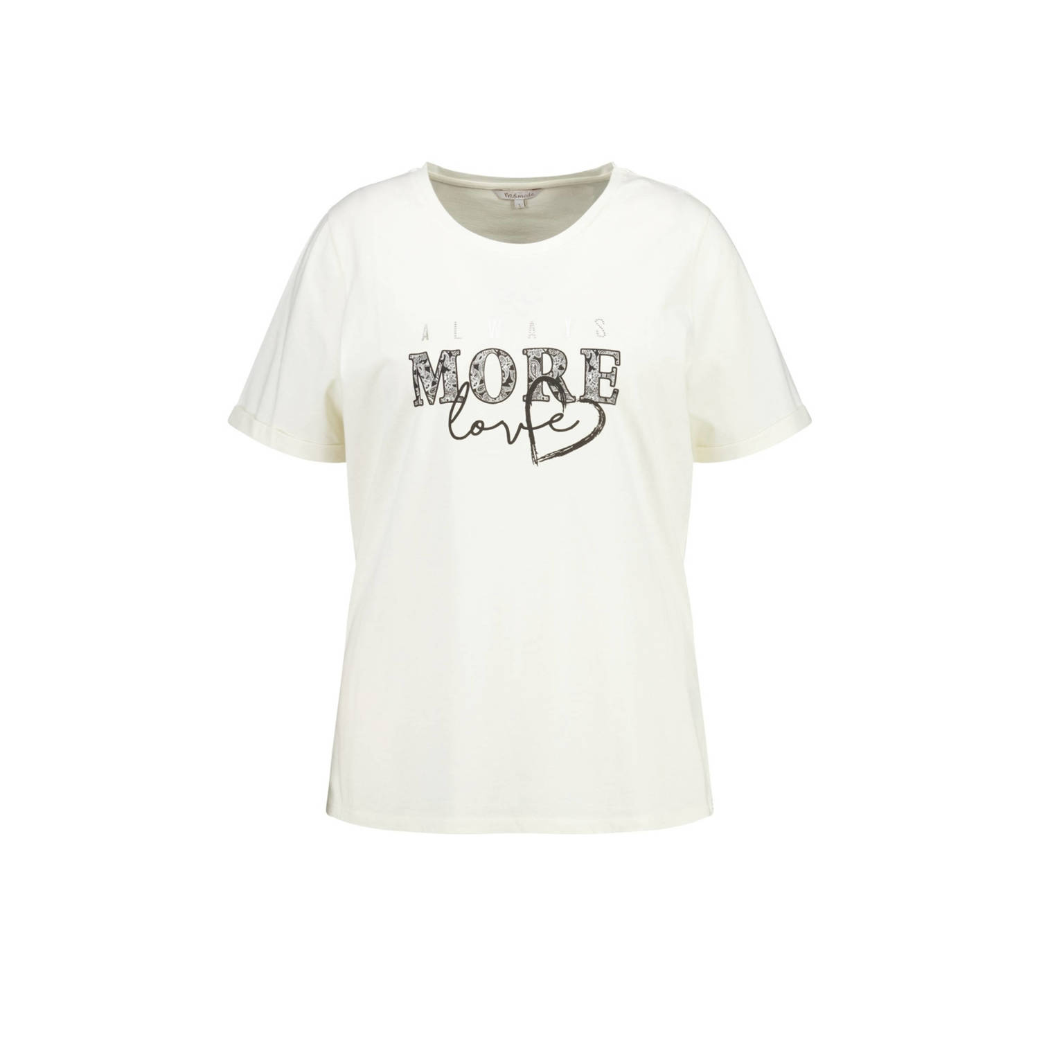 MS Mode T-shirt met tekst ecru
